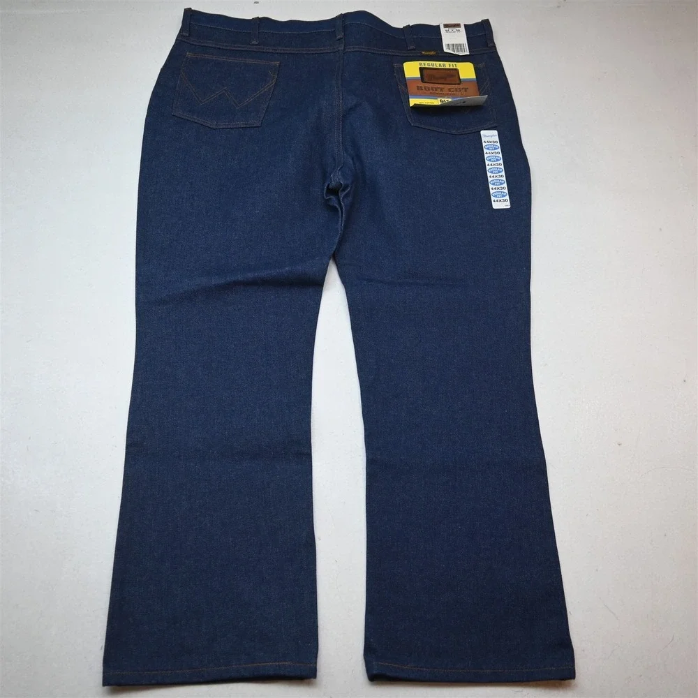 NEW Wrangler 44x30 Dark Stiff Denim 945 Regular Fit Straight Mens Jeans